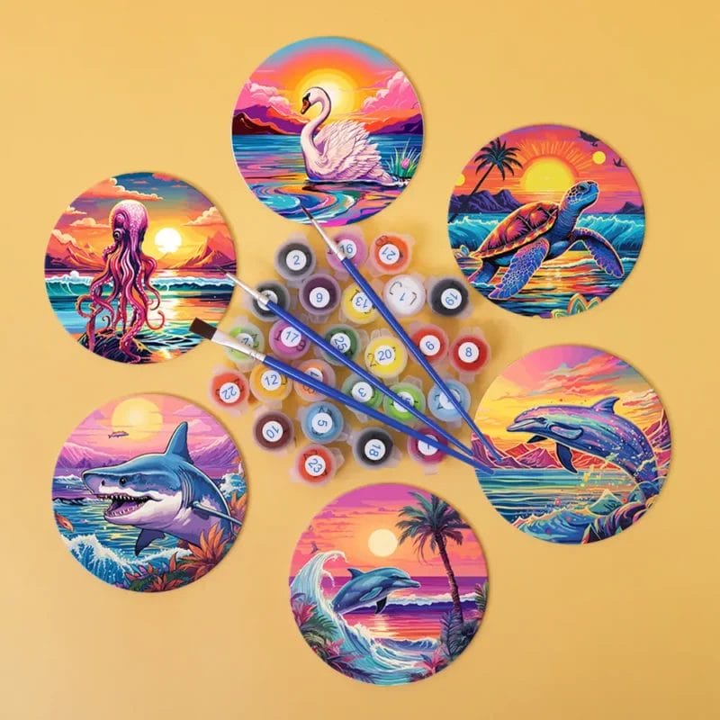 Colorful Sealife - Custom Cup Coasters - Paint By Numbers