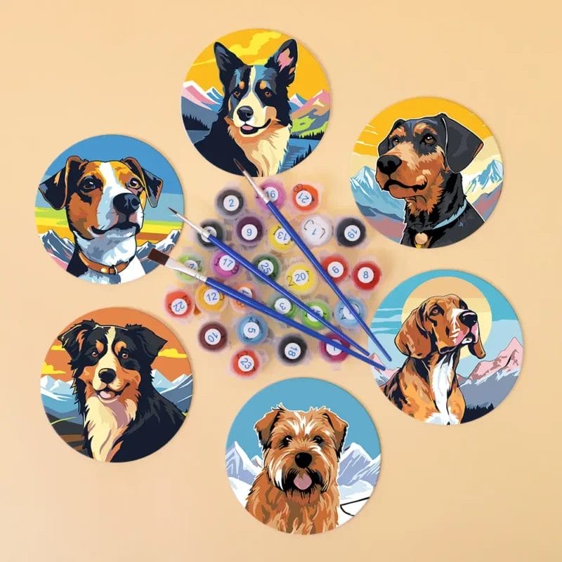 Cute Dogs Custom Drink Coasters - Diy Paint By Numbers