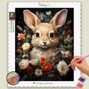Diamond Painting Kits: 5D Diamond Art & Custom Kits | PaintingsCart 32 Baby Bunny and Flowers