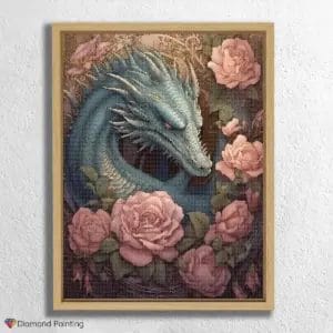 Diamond Painting Kits: 5D Diamond Art & Custom Kits | PaintingsCart 35 Dragon and Pink Flowers