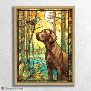 Dog and Bird Stained Glass