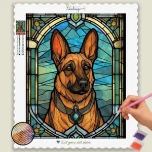 German Shepherds Stained Glass